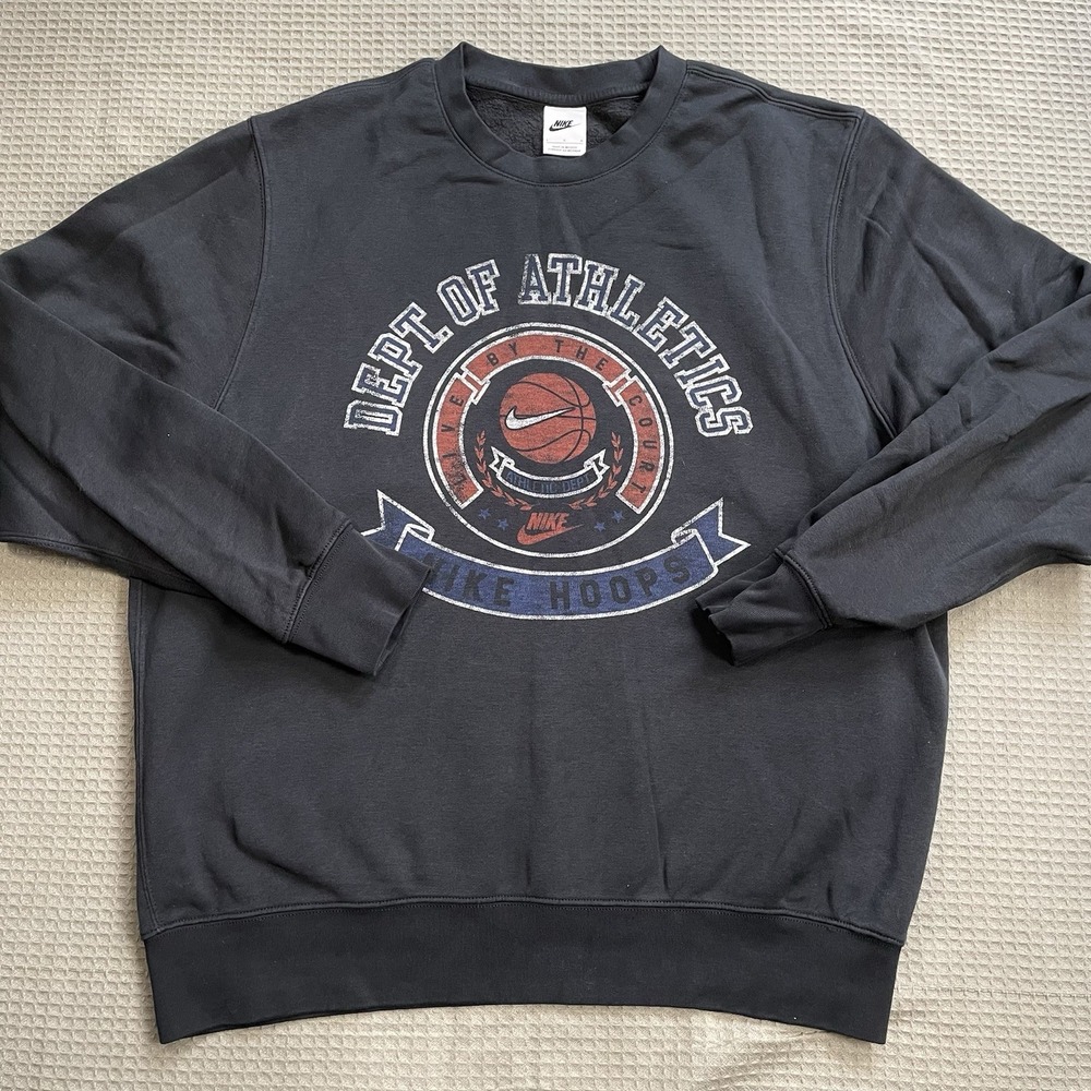Nike Hoops Sweatshirt Large Adult Unisex Men's Dept Of Athletics Crewneck Black